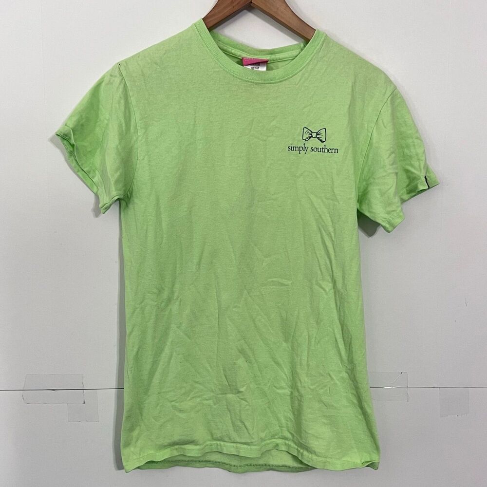 Vintage Simply Southern Girls T-Shirt Size S Green Giraffe Distressed Faded Tee
